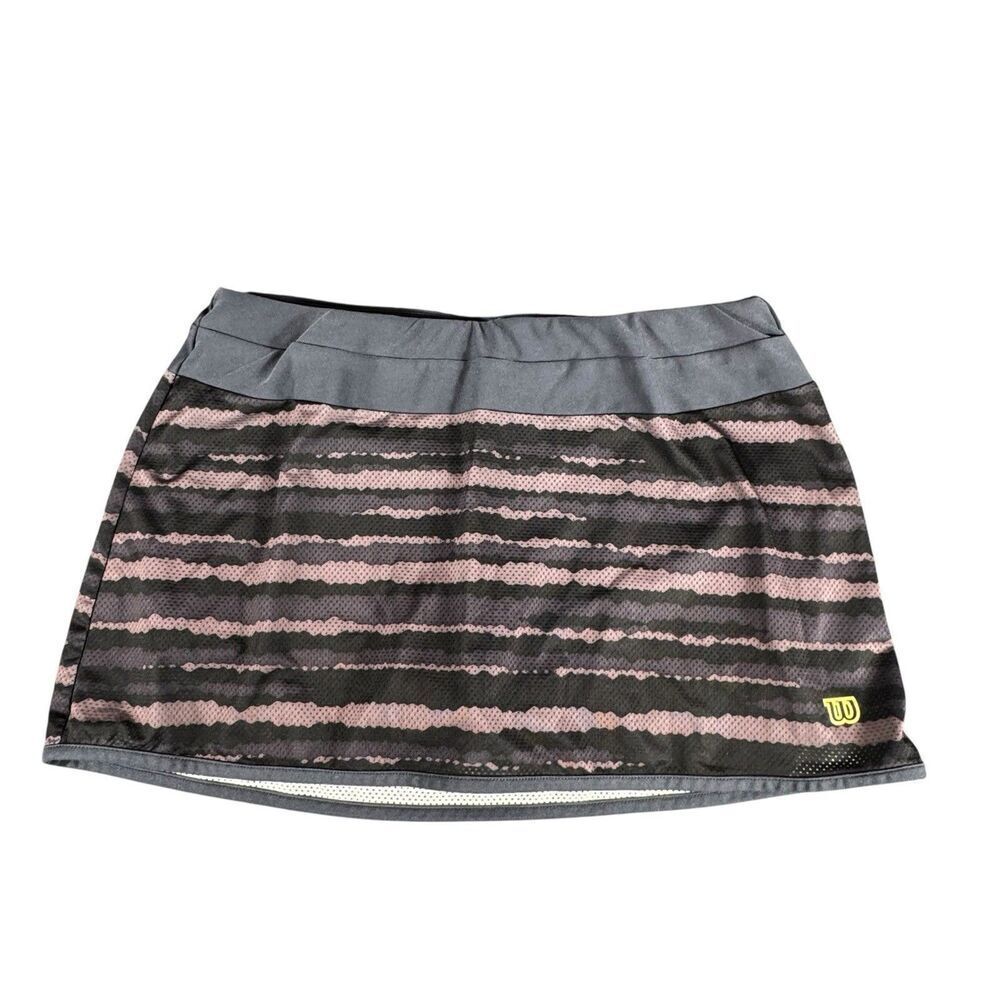 Wilson Sz M Women Athletic Tennis Skort Striped Camo Black Multicolor Limitless